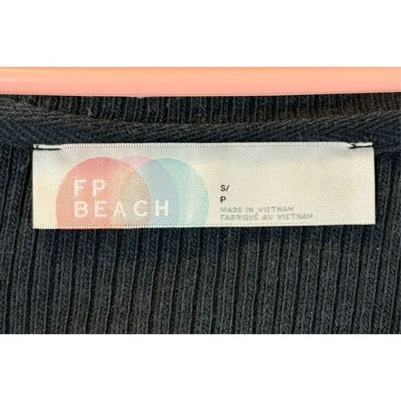 Free People Beach Black Cotton Short Sleeve Midi V-Neck Dress Women’s Small - Picture 5 of 13
